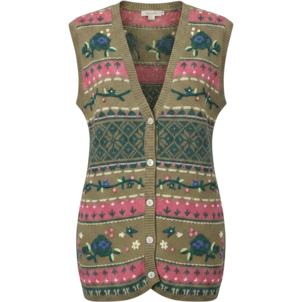 Nappa Valley Vintage 90s Embroidred  Floral Sweater Vest Women's Small